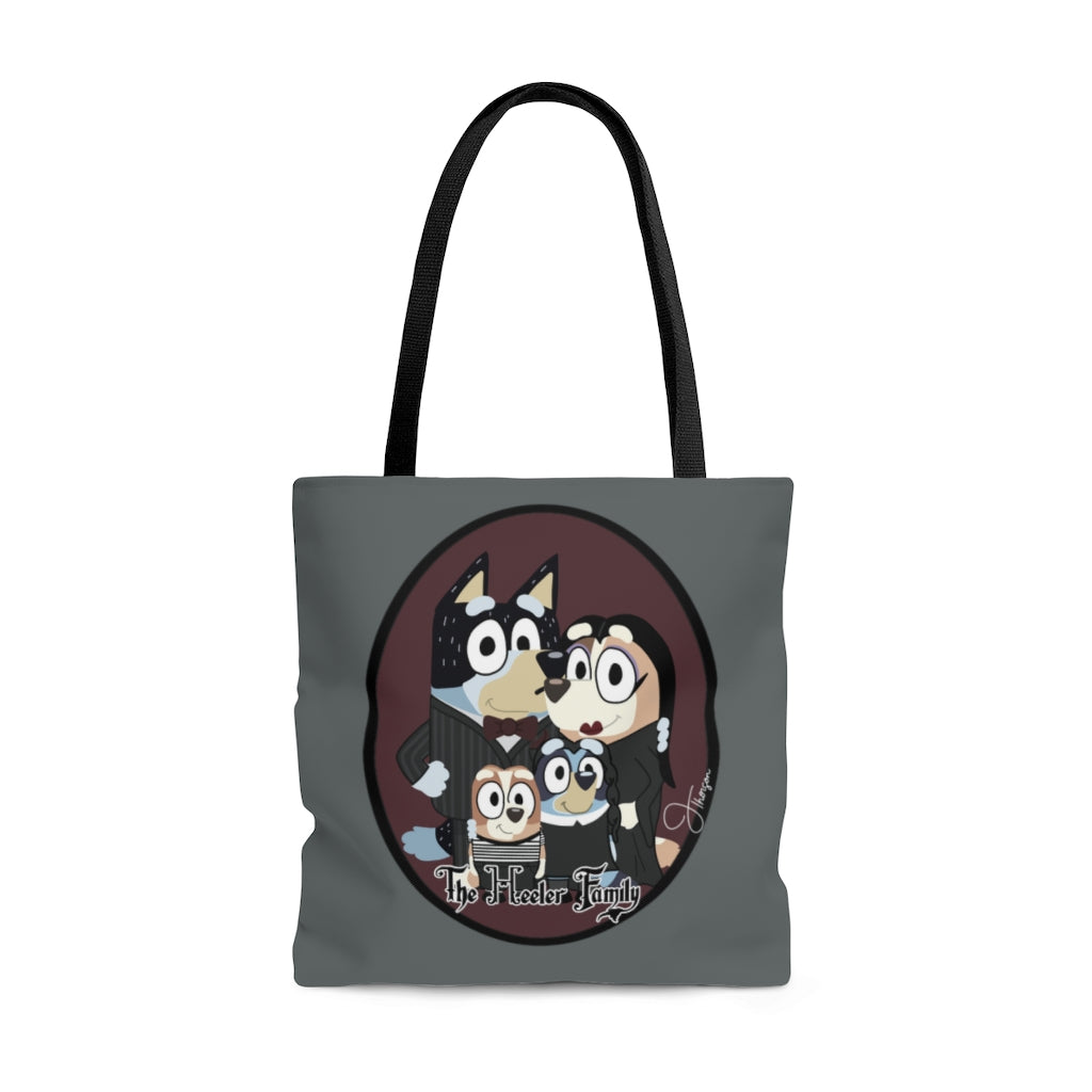 Addams Family x Bluey Heeler family Halloween Mash up Tote
