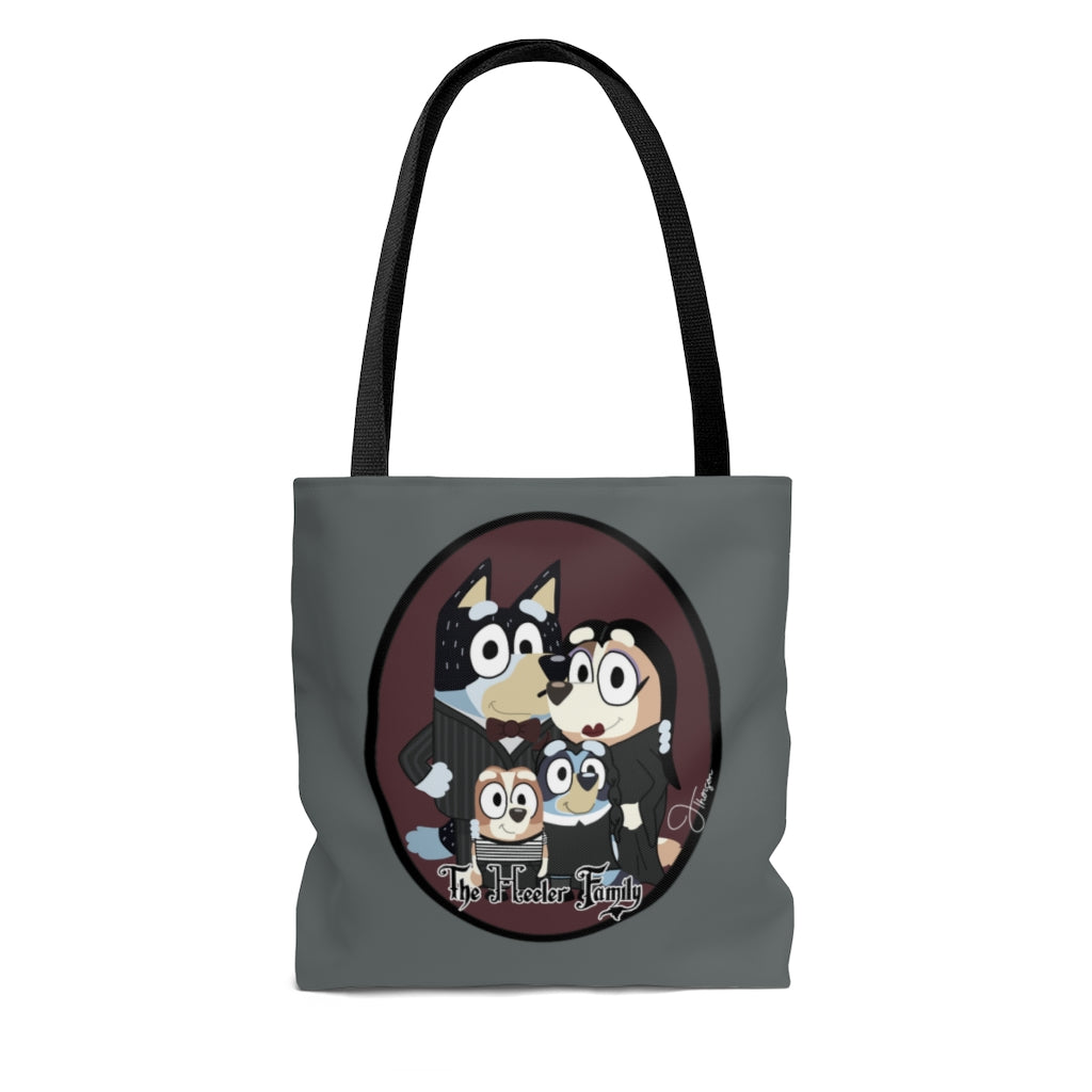 Addams Family x Bluey Heeler family Halloween Mash up Tote