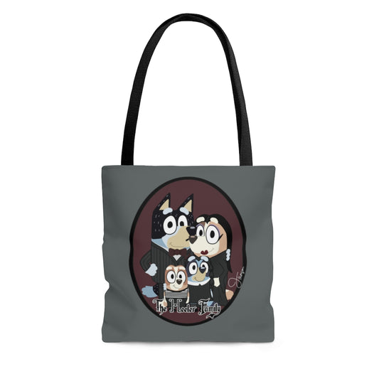 Addams Family x Bluey Heeler family Halloween Mash up Tote
