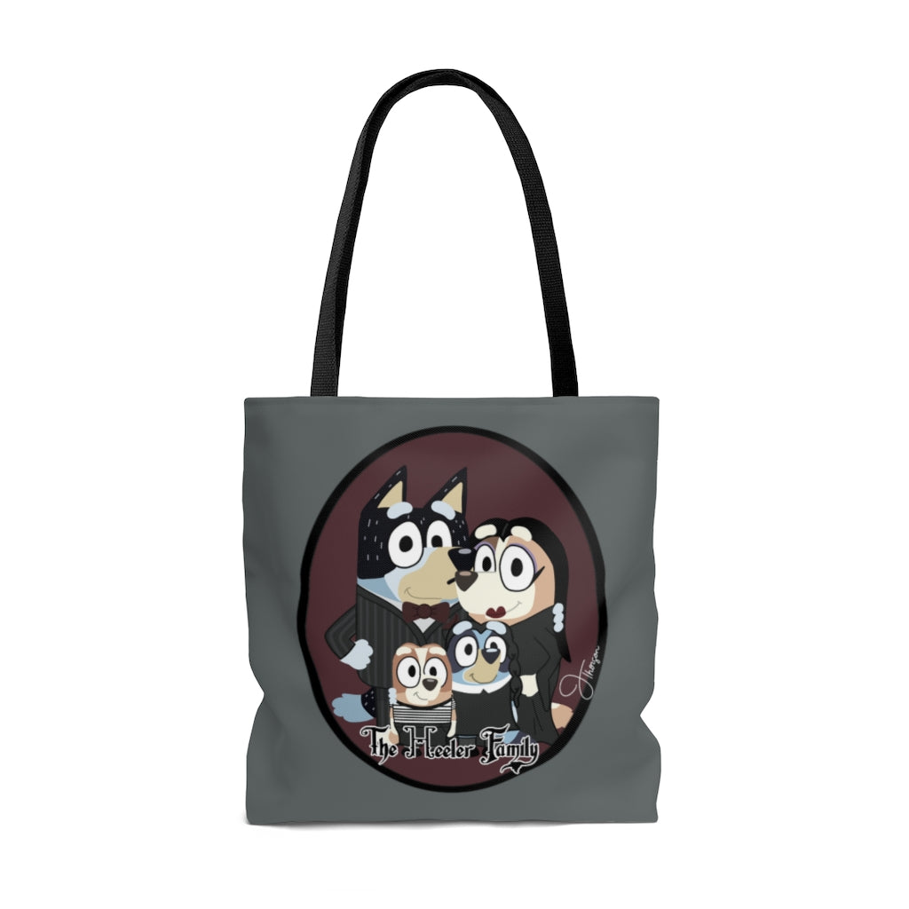 Addams Family x Bluey Heeler family Halloween Mash up Tote