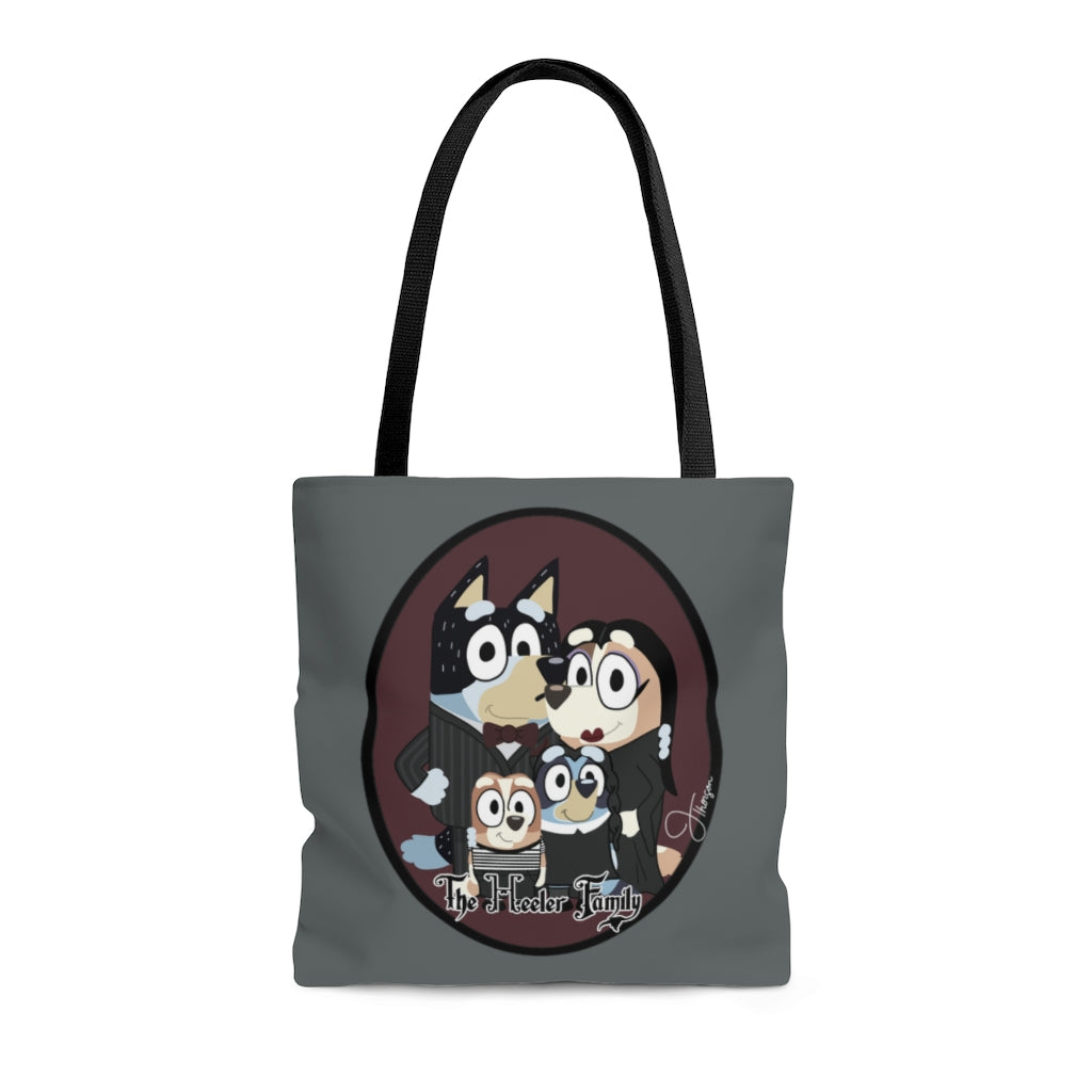 Addams Family x Bluey Heeler family Halloween Mash up Tote