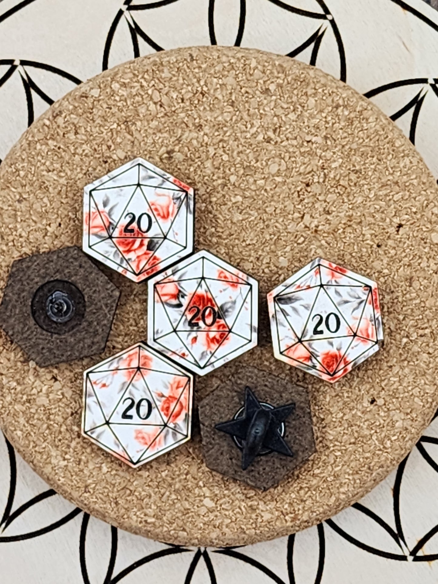 Rose d20 pin