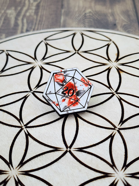 Rose d20 pin