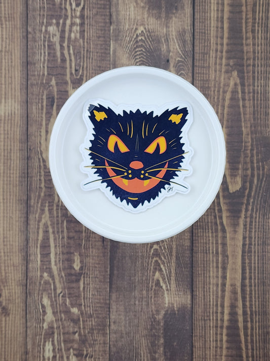 Vintage style black cat sticker