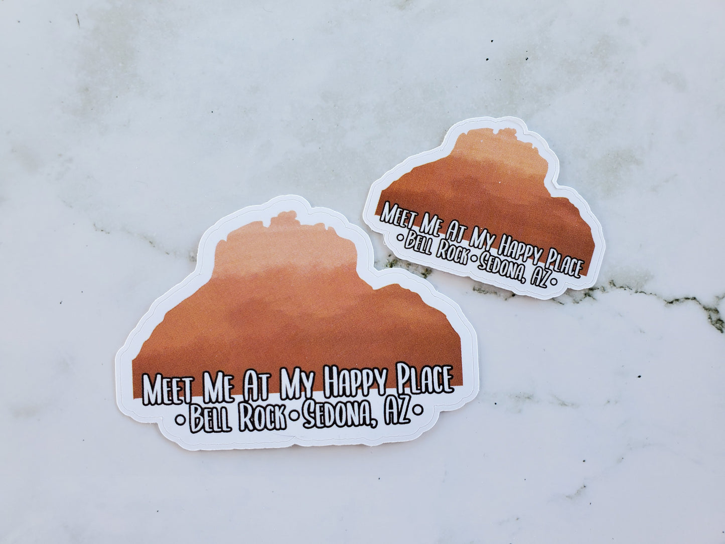 Meet me at my happy place bell rock sedona arizona sticker