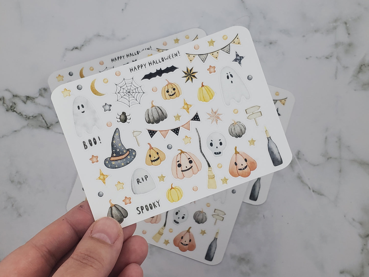 Watercolor Halloween party sticker sheet