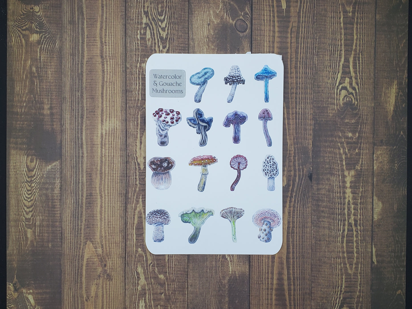 Mushroom watercolor/gouache sticker sheet