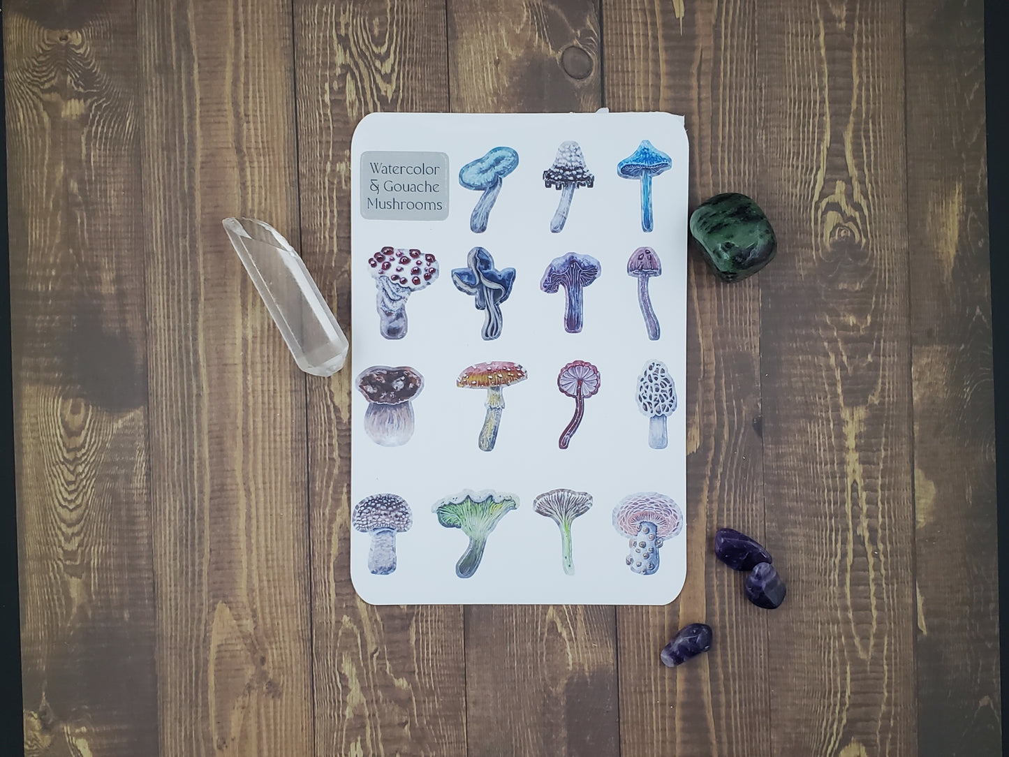 Mushroom watercolor/gouache sticker sheet