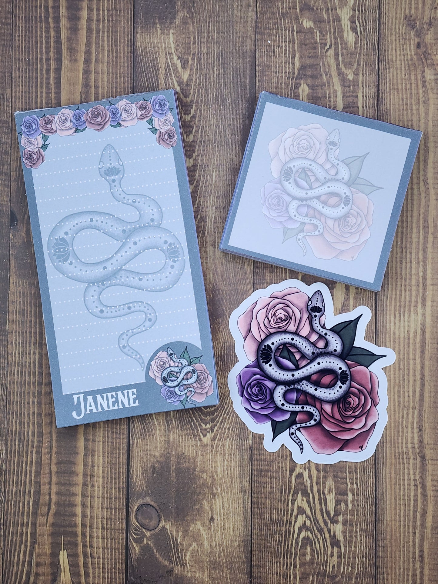 Hera Snake and roses notepad gift set