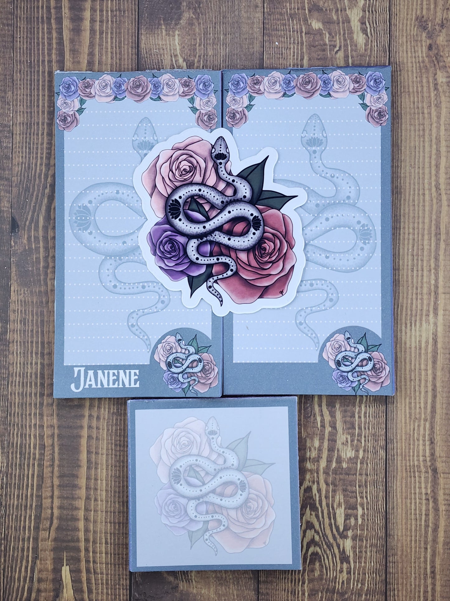 Hera Snake and roses notepad gift set