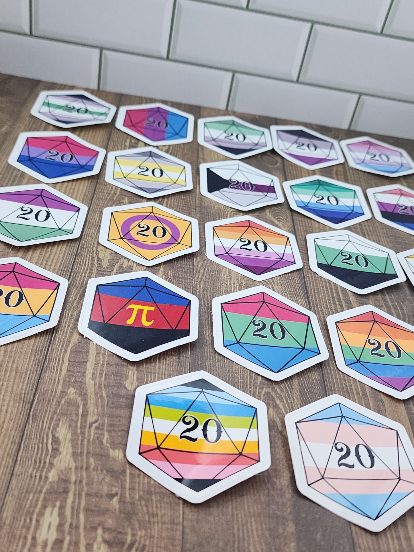 LGBTQIA+ Flag D20 stickers