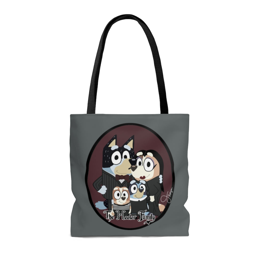 Addams Family x Bluey Heeler family Halloween Mash up Tote