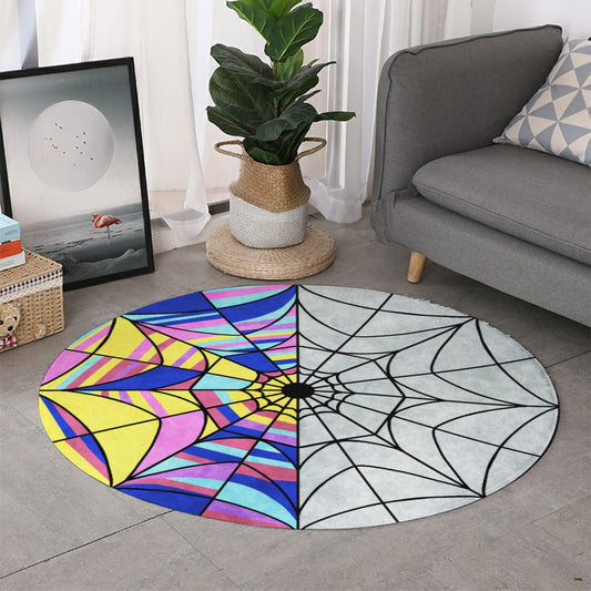 Spiderweb Stained Glass Window Round Floor Mat Rug