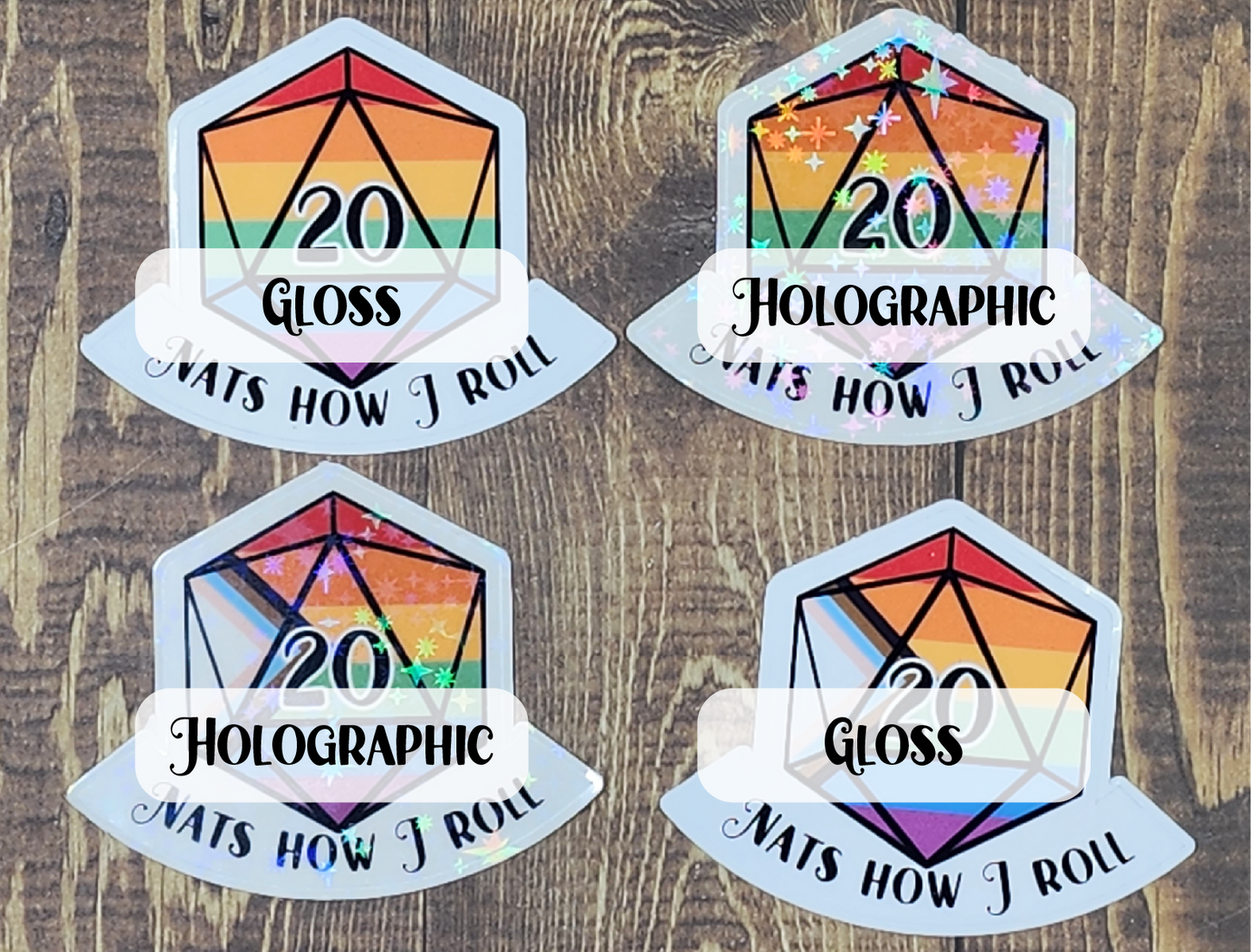 Nats how I roll LGBTQIA+ d20 dice sticker