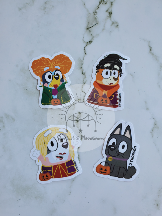 Sanderson sisters x Heeler cousins mashup Halloween Stickers heelerween