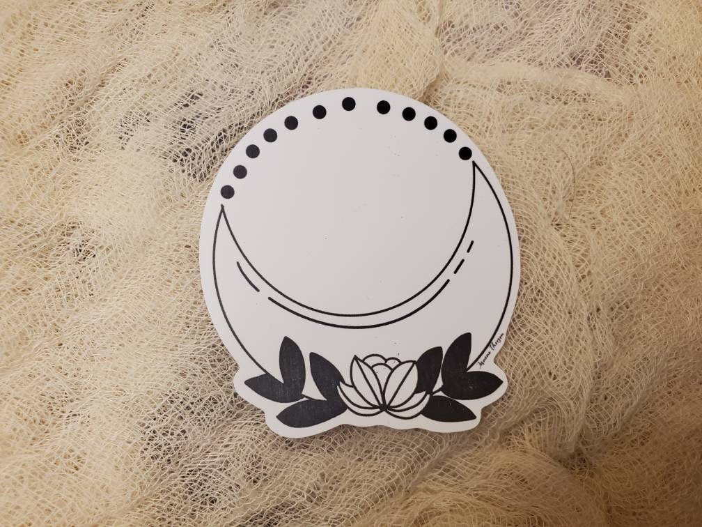 Cresent Moon Lotus Waterproof Vinyl Sticker