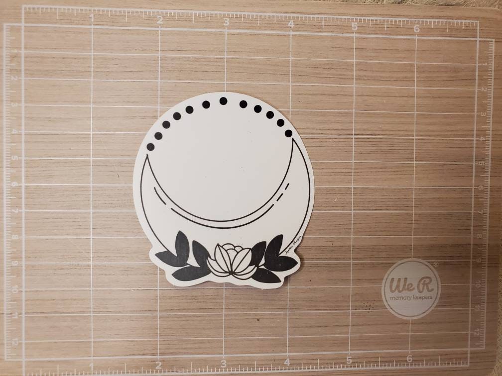 Cresent Moon Lotus Waterproof Vinyl Sticker