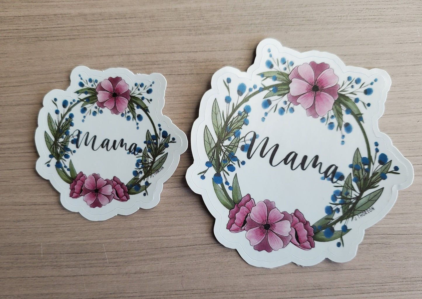 Mama floral Anemone wreath sticker