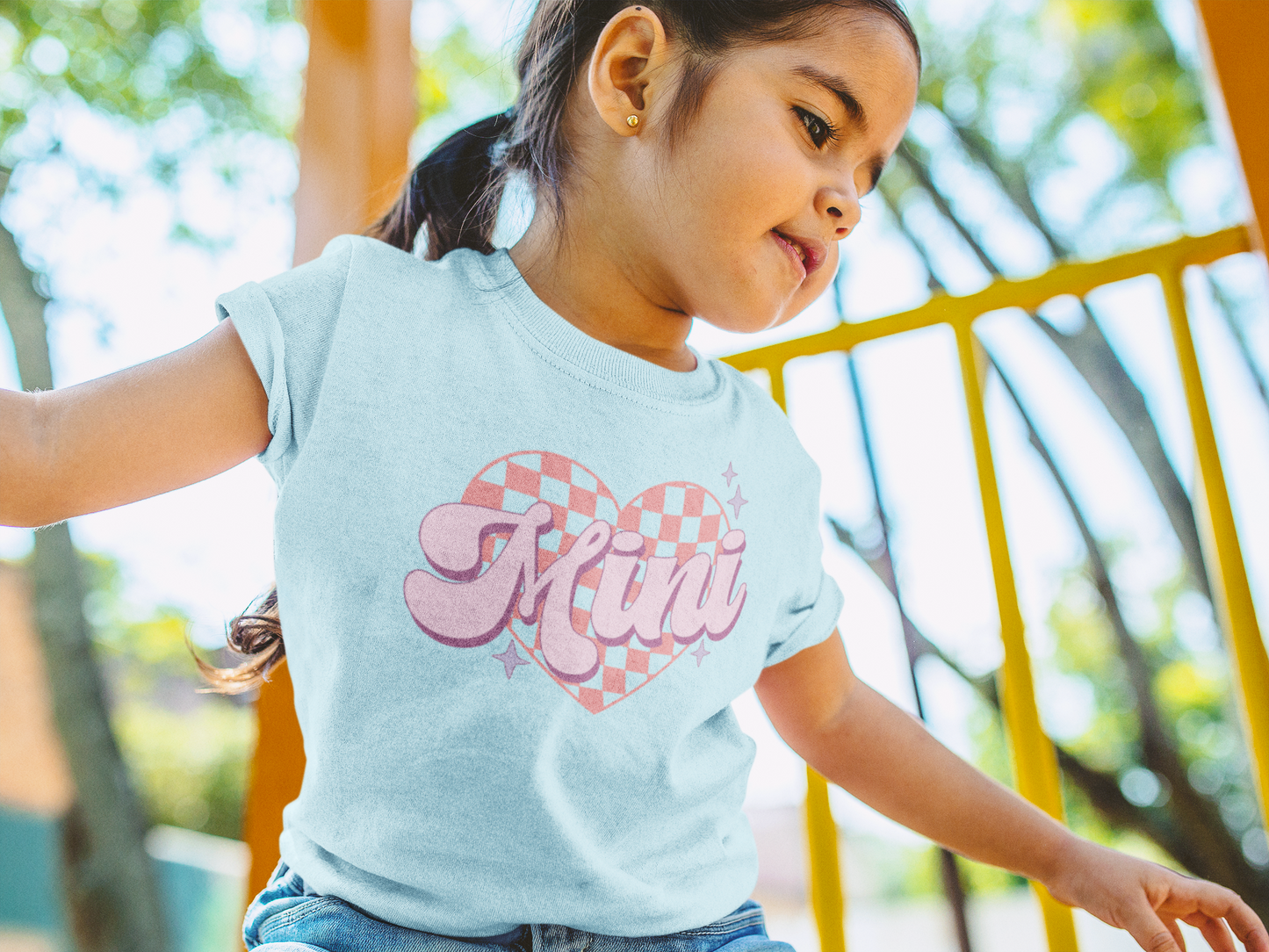 Mini retro font matching kids shirt