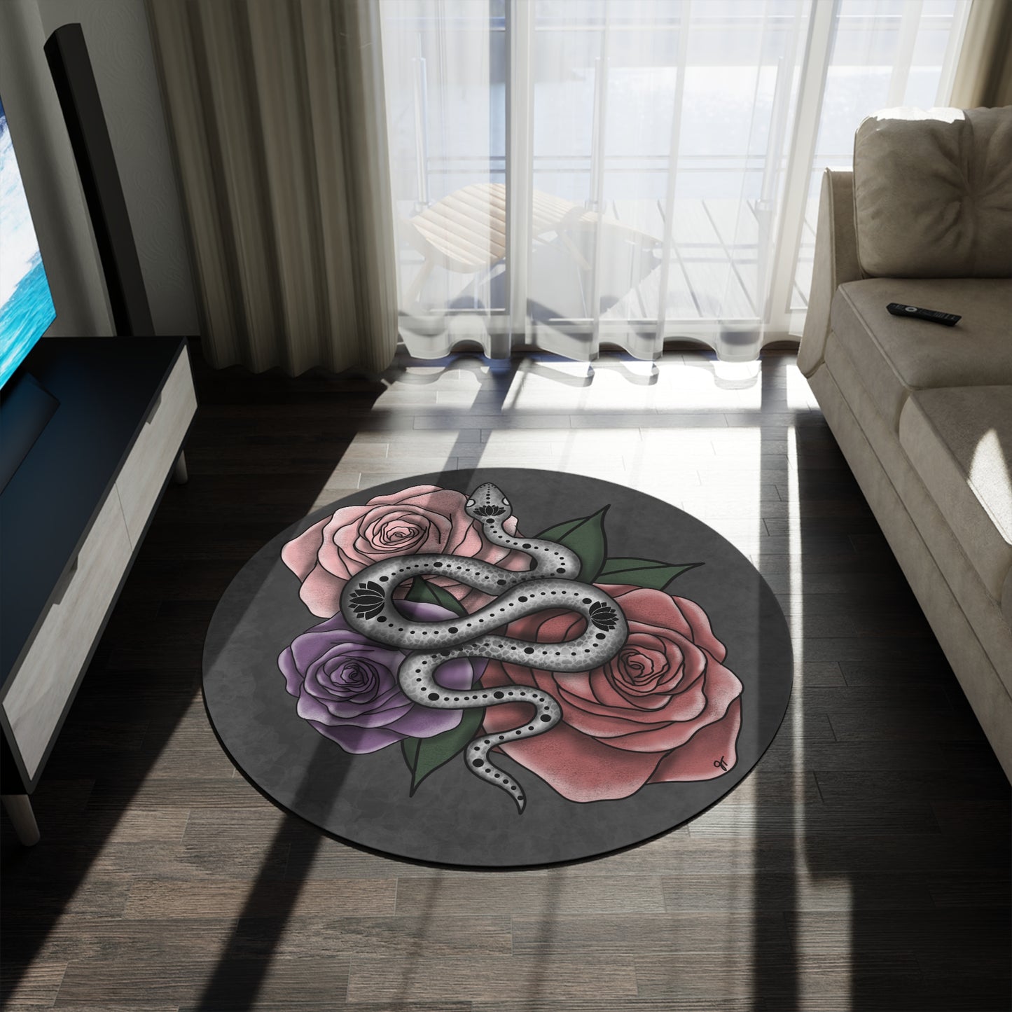 Hera Snake and Roses Floor Rug Floor Mat